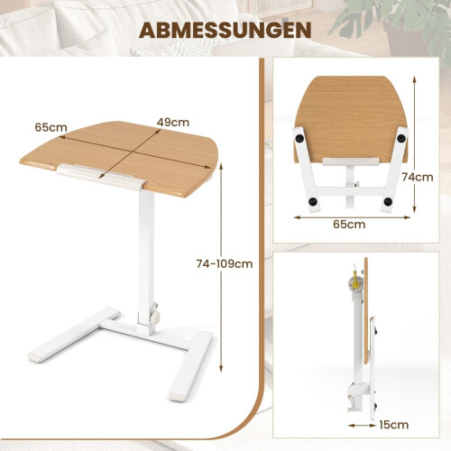 Adjustable Laptop Desk with Tilt Top & Wheels 1