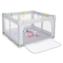 Box pieghevole per bambini con palline e porta con cerniera, grigio