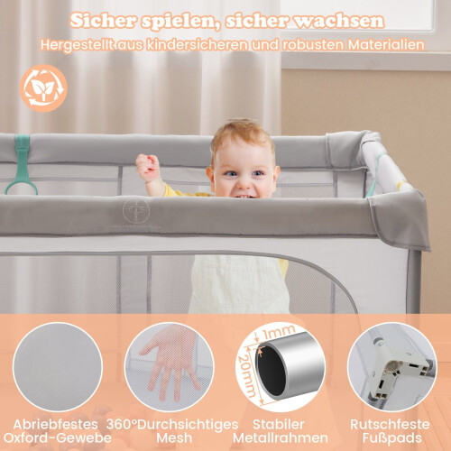 Box pieghevole per bambini con palline e porta con cerniera, grigio 2