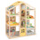 Casa delle bambole in legno con mobili e personaggi, design multi-stanza 1
