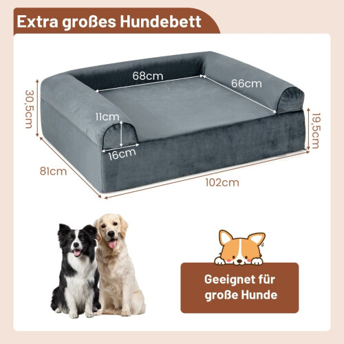 Orthopedic Dog Bed for Arthritis, Washable Cover, Grey 1