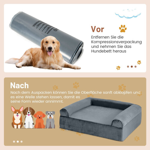 Orthopedic Dog Bed for Arthritis, Washable Cover, Grey 2