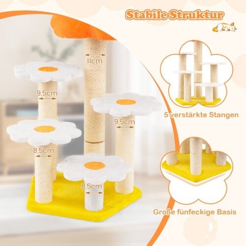 Cat Tree with Sisal Posts and Plush Flower Platforms 2