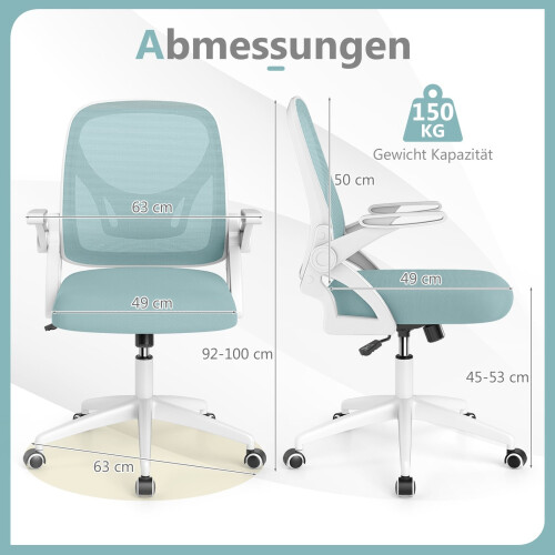 Ergonomic Office Chair, Blue - Foldable Arms, Rocking Function 1