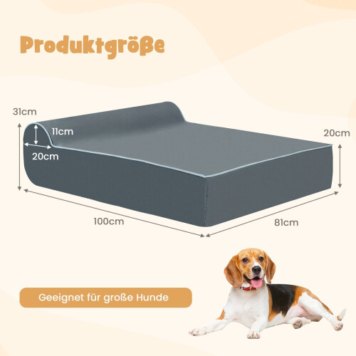 Orthopedic Dog Bed for Large Dogs, Memory Foam, Gray 1