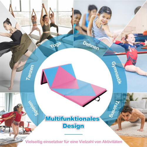 Foldable Gymnastics Mat, 240x117x5cm, Pink/Blue 2