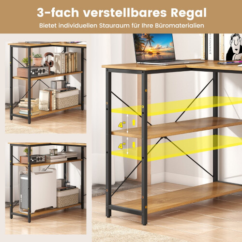 L-Shaped Reversible Corner Desk with Adjustable Shelf 2