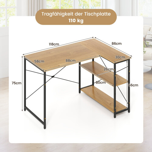 L-Shaped Reversible Corner Desk with Adjustable Shelf 1