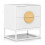 White Mid-Century Side Table with 2 Drawers & Metal Frame 1