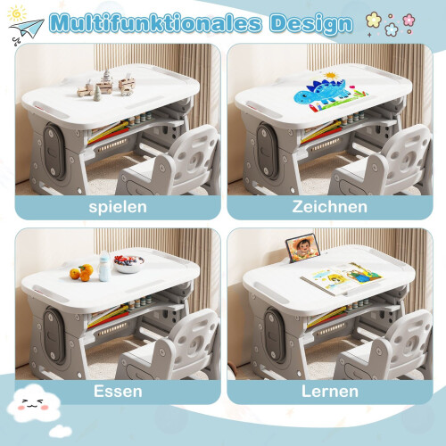 Adjustable Kids Table and Chair Set with Tilt Whiteboard 2