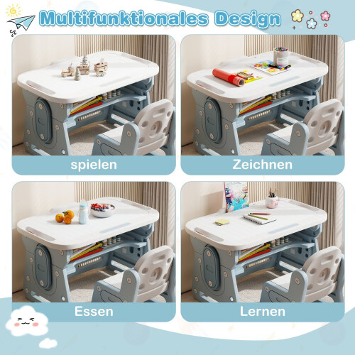 Adjustable Kids Table & Chair Set with Tilt Whiteboard 2