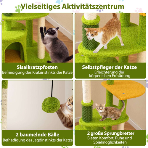 Cat Tree with Platforms & Scratching Posts, 122 cm 2