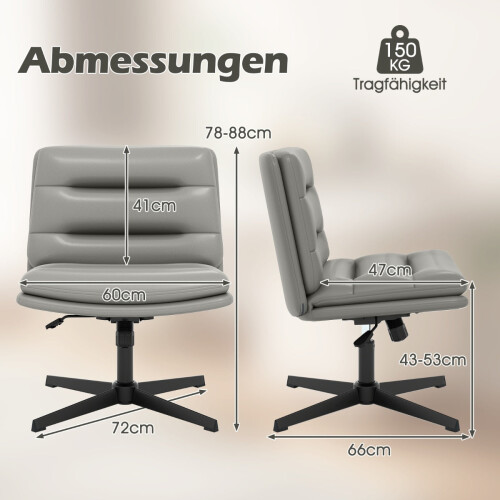 Cross-Legged Office Chair, Adjustable Height, Grey 1