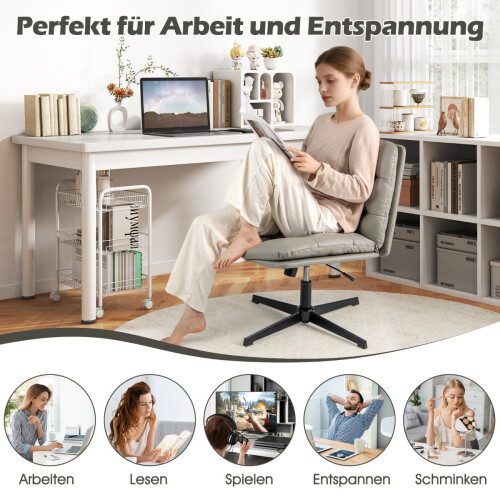 Cross-Legged Office Chair, Adjustable Height, Grey 2