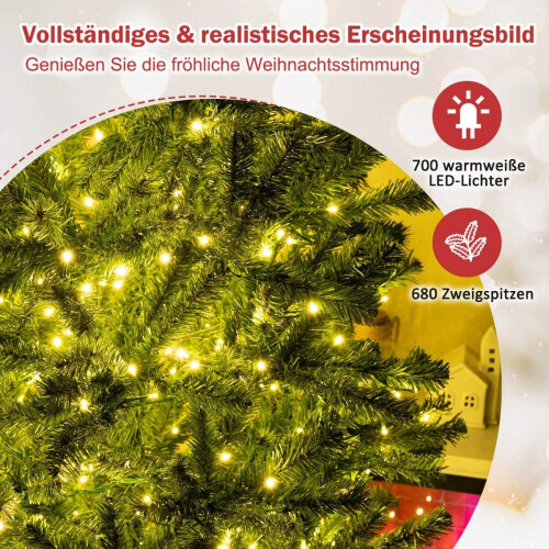 180 cm großer künstlicher Weihnachtsbaum mit 700 LED-Lichtern 2