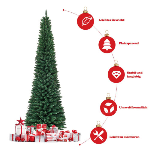 270cm Pencil Christmas Tree with Metal Stand, Green 2