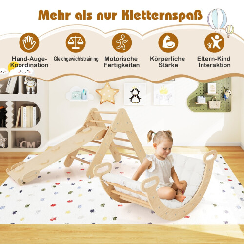 Kletterset aus Holz mit Rutsche und Wenderampe 2