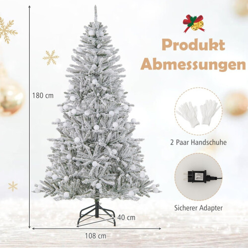 Brad de Crăciun artificial împodobit cu zăpadă, 180 cm, 250 LED-uri 1