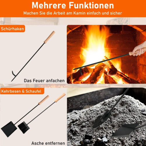 Kaminbesteck-Set, 4-teiliges Metallset mit Ständer 2