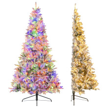 210 cm großer, beleuchteter, halber künstlicher Weihnachtsbaum, schneebedeckt