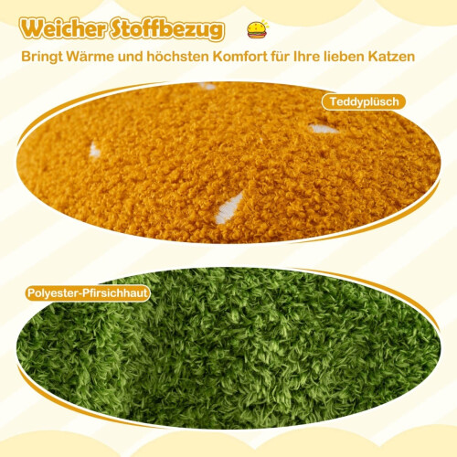Katzenhöhle, Hamburgerform, Plüschkissen, Orange 2