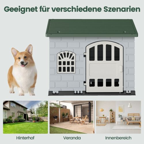 Weatherproof Plastic Dog House with Lockable Door 2