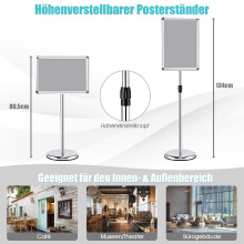 Verstellbare A3-Posterständer, drehbar, 2er-Set, Silber