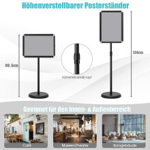 Verstellbarer A3-Posterständer, drehbar, schwarz