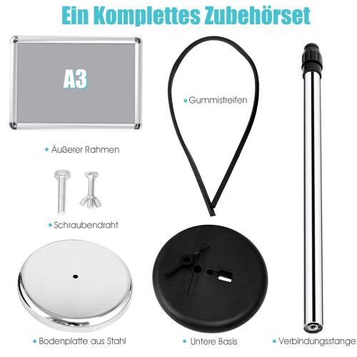 Verstellbare A3-Posterständer, drehbar, 2er-Set, Silber 2