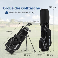 Komplettes Golfschlägerset für Linkshänder (Herren) mit Standbag