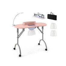Klappbarer Manikürtisch mit Staubabsaugung und LED-Lampe