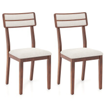 2-teiliges Esszimmerstuhl-Set, gepolsterter Sitz, Beine aus Gummibaumholz