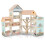 Maison de poupée d'angle en bois avec toit rose, 41 accessoires 1