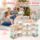 Maison de poupée d'angle en bois avec toit rose, 41 accessoires 5