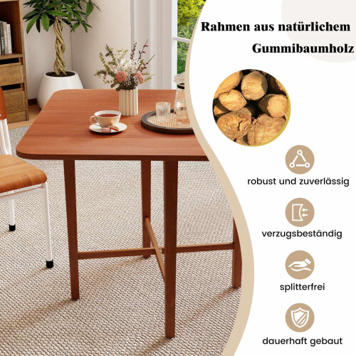 Square Folding Dining Table for 2-4, Brown Wood, Space-Saving 2