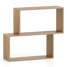3-stufiges geometrisches Bücherregal, freistehend, Holz, Natur