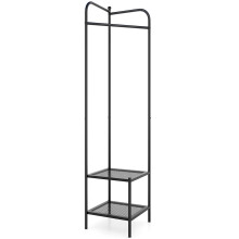 Eckgarderobe aus Metall mit Haken und Ablagen, Schwarz