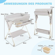 Klappbarer Wickeltisch mit Stauraum und Waschbecken