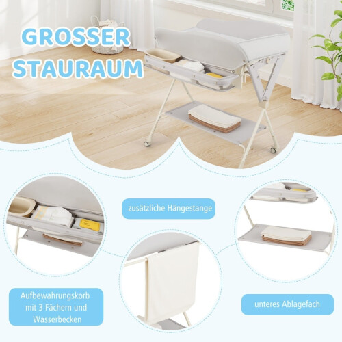 Table à langer pliable avec rangement et lavabo 2