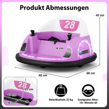 12V Kinder-Elektroauto mit Fernbedienung, Pink, 360-Drehung