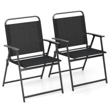 Klappbare Gartenstühle, 2er-Set mit Armlehnen, Schwarz