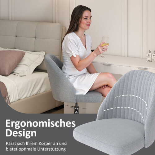 Chaise de bureau pivotante sans accoudoirs grise et réglable - Conception compacte 2