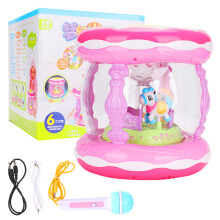 Aide au sommeil avec tambour aux sons doux, jouets pour bébé pour la période sur le ventre avec jeu interactif musical et lumineux, projecteur