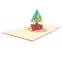 3D-Weihnachtsbaum-Grußkarte mit Umschlag, Rotes Dekorationspapier