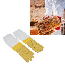 Breathable XL Beekeeping Gloves with Extended Sleeves, Faux Sheepskin & Canvas