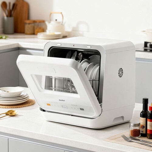 Living And Home 5L Countertop Dishwasher with 6 Wash Programs, Steam Sterilization