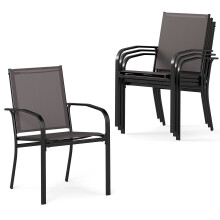 4 scaune de exterior suprapuse, material respirabil, gri