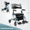 Rollator 2 in 1, deambulatore e sedia da trasporto, blu, pieghevole 2