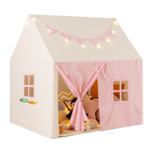 Tenda da gioco per bambini con tappetino, luci e striscione con bandiera - Rosa