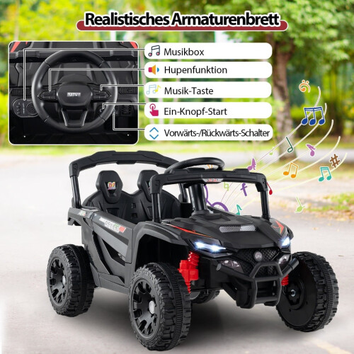 12V Kinder-Elektro-UTV mit Fernbedienung, Schwarz 2